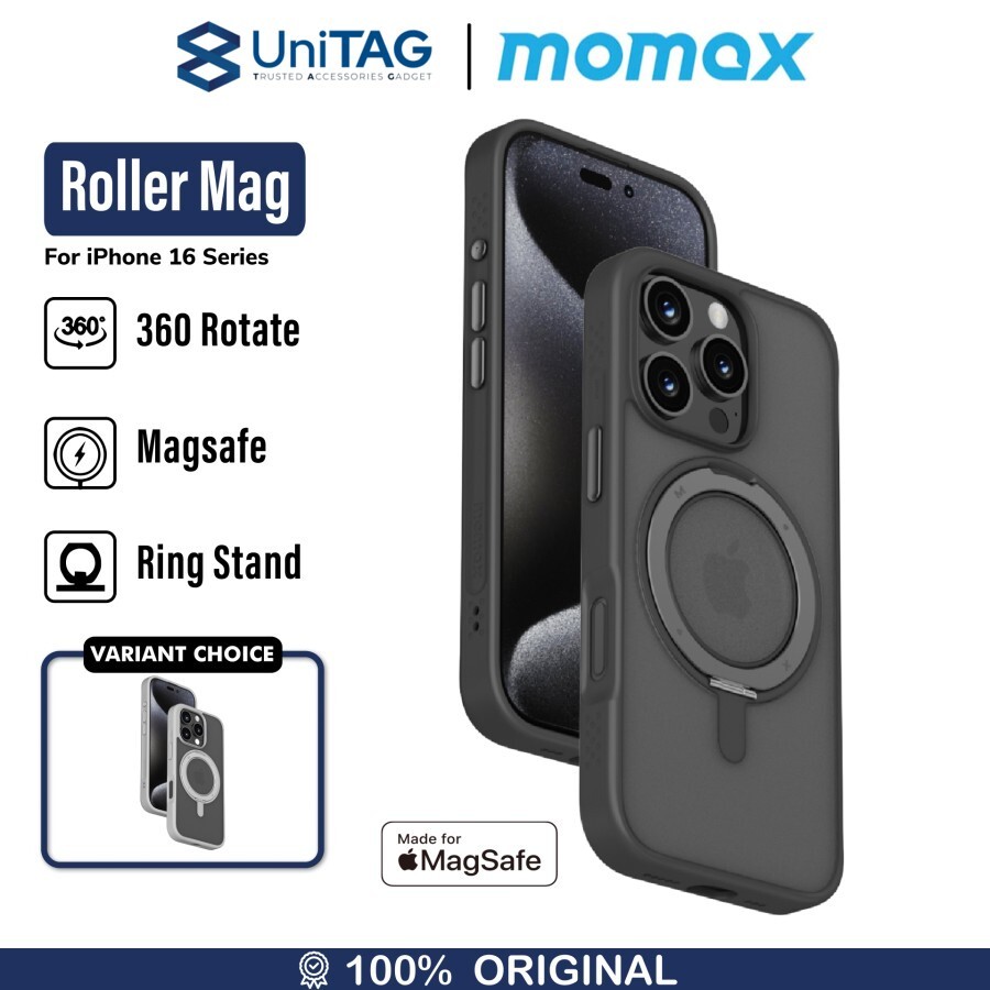Momax iPhone 16 Case Magsafe Stand CaseForm Roller Magnetic - Black MRAP24SD