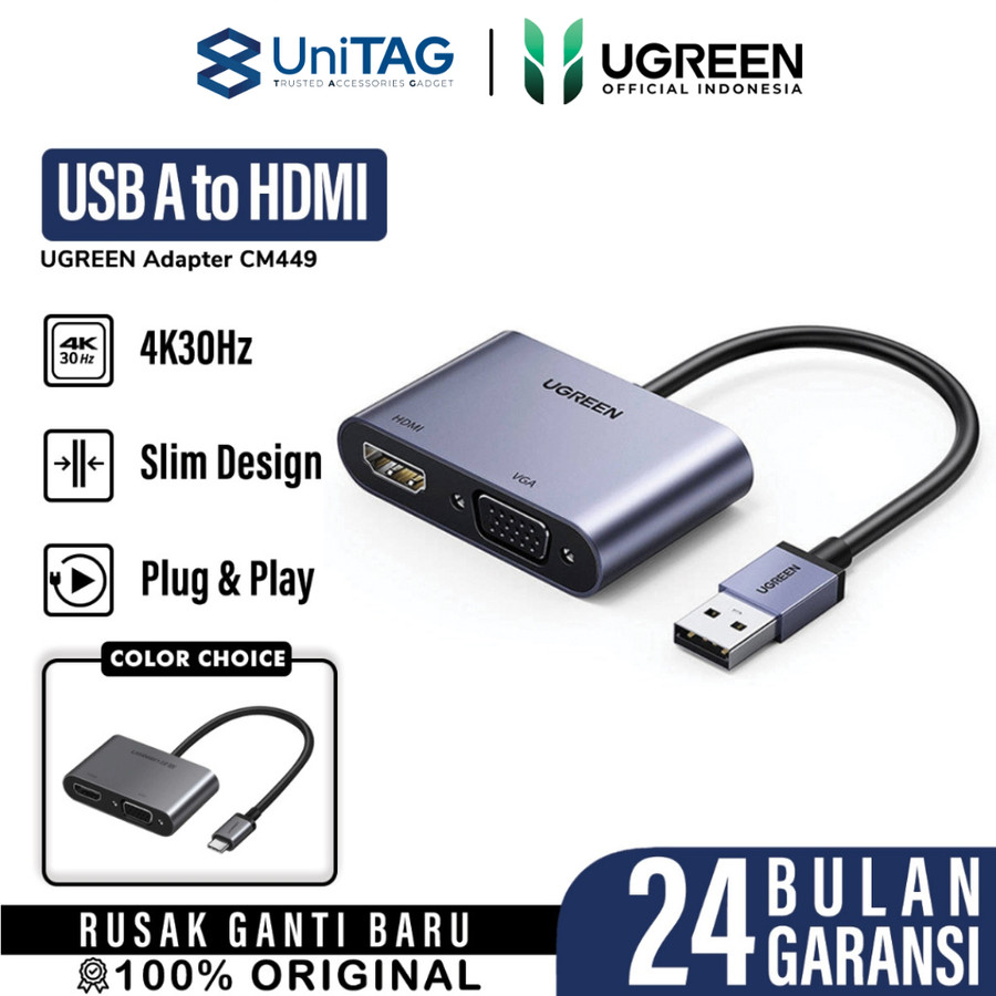 UGREEN Converter Display 2 in 1 USB C to HDMI + VGA - Space Gray CM162 50505